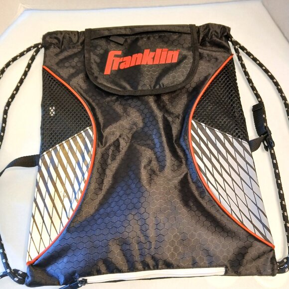 Franklin Sports Baseball Softball Volleyball Drawstring Bag Black Red Silver - Picture 2 of 8